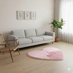 PINK HEART SHAPED AREA RUG